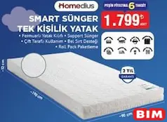 HOMEDİUS SMART SÜNGER TEK KİŞİLİK YATAK HOMEDİUS SMART SÜNGER TEK KİŞİLİK YATAK